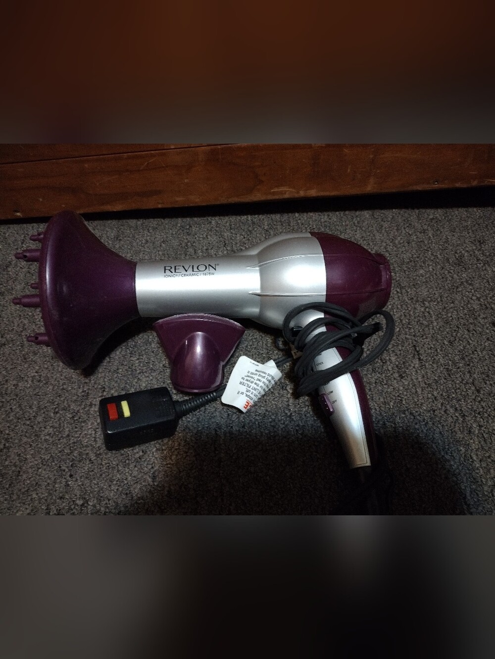 Revlon Ionic Ceramic 1875W Hair Dryer with Diffuser and Concentrator